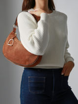 Shoulder Bag Altesse Suede Leather Etrier Brown altesse suede EASU017M-vue-porte